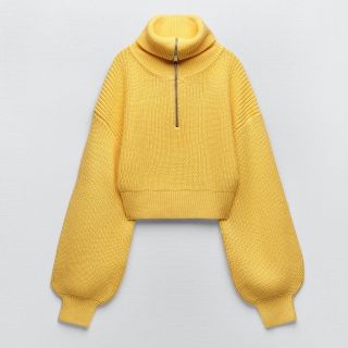 ザラ(ZARA)のZARA ハーフジップ　ニット　黄色(ニット/セーター)