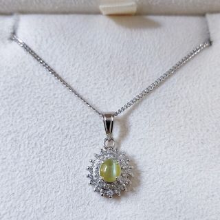 ジュエリーマキ(ジュエリーマキ)のダイヤモンド×クリソベリルキャッツアイ ネックレス Pt850 0.31ct(ネックレス)