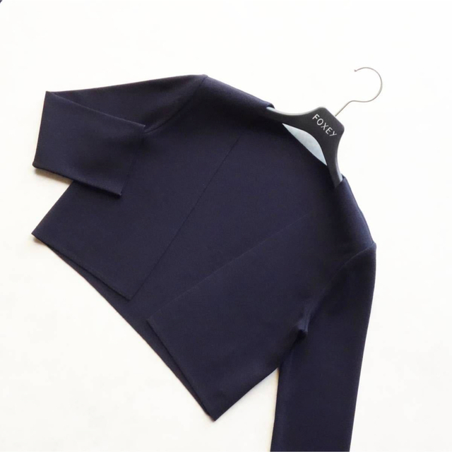 最低価格の フォクシー《Bolero Cardi》ボレロ ミッドナイトブルー 40
