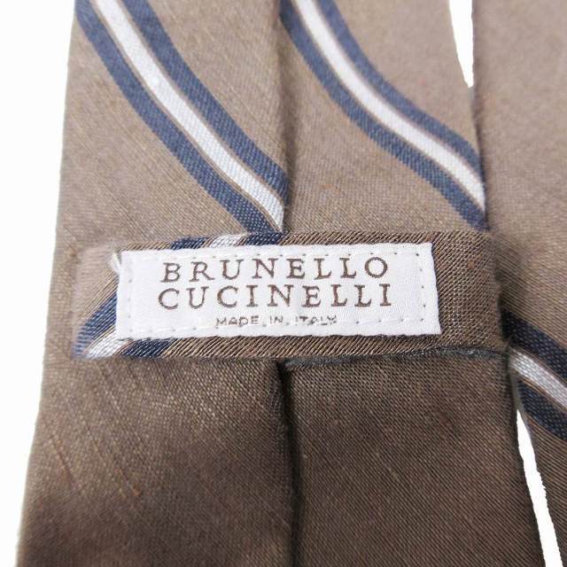 BRUNELLO CUCINELLI(ブルネロクチネリ)の美品 ブルネロクチネリ リネン × シルク レジメンタル ネクタイ メンズのファッション小物(ネクタイ)の商品写真
