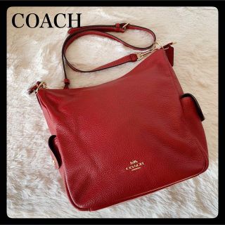 コーチ(COACH)の機能的‼️COACH ペニーレザー ショルダーバッグ 2Way 斜め掛け レッド(ショルダーバッグ)