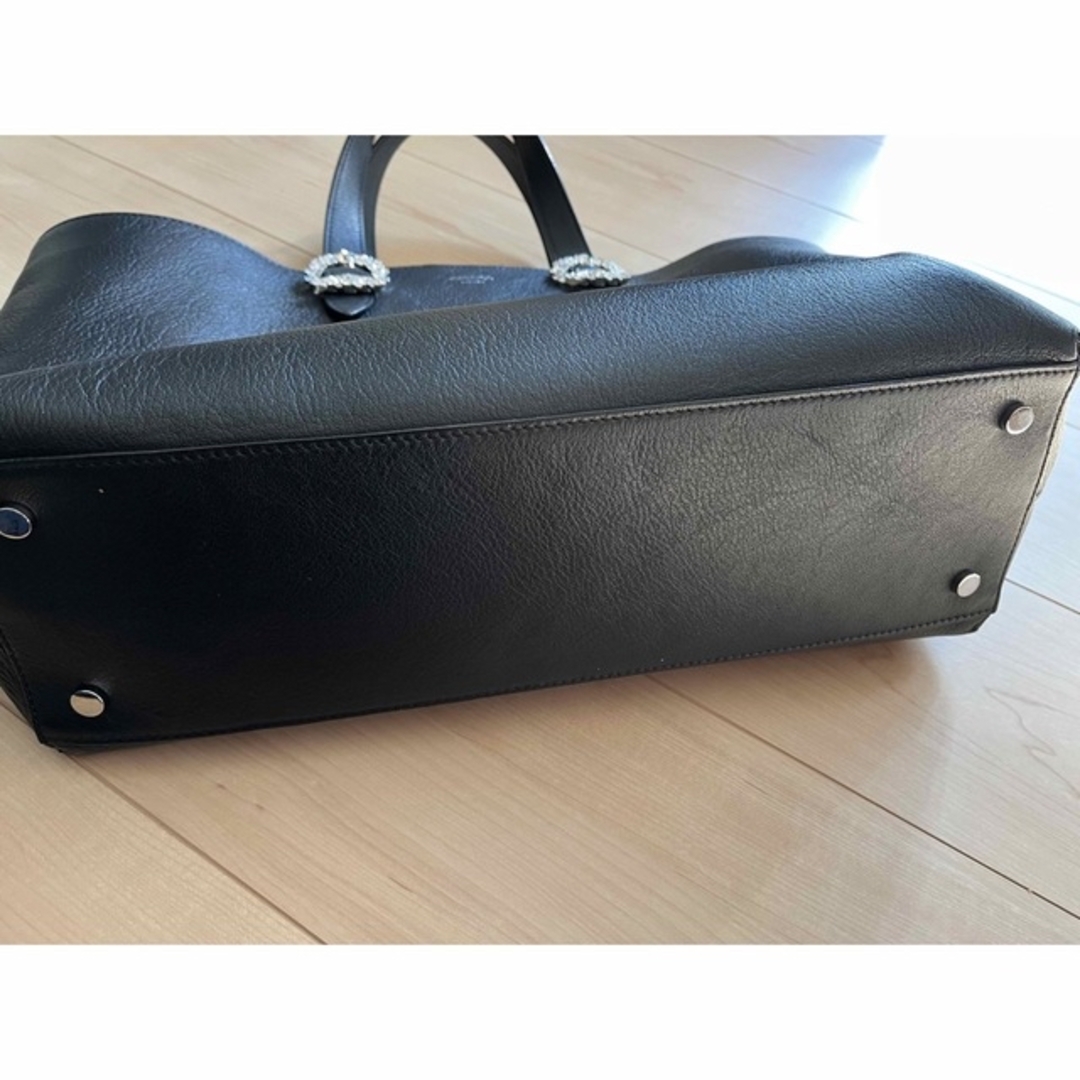 美品JIMMY CHOO cheritoteビジュークリスタル レザートート - トートバッグ