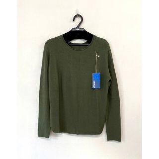 ユナイテッドアローズ(UNITED ARROWS)の新品未使用　カーキニット　ざっくりニット　カラーニットプルオーバー　スリット入り(ニット/セーター)