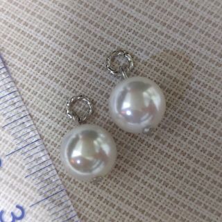 淡水真珠　10mm　ホワイトオーロラ　ピアリングチャーム　♡超美系　ラウンド大珠(チャーム)