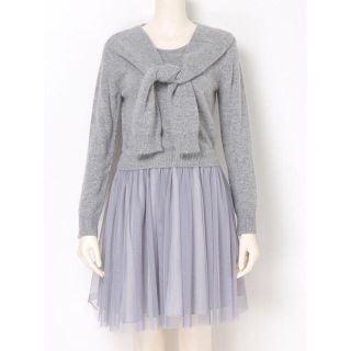 レッセパッセ(LAISSE PASSE)のタグ付き新品☆LAISSE PASSE レッセパッセワンピース グレー M(ひざ丈ワンピース)