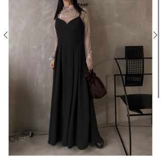 Ameri VINTAGE - Ameri LAYERED CAMI FLARE DRESS 黒 M 未使用新品の