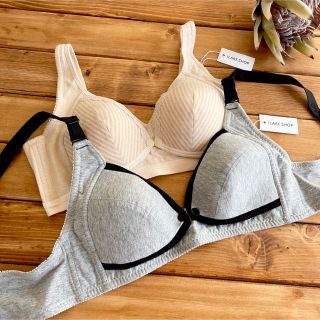 新品 ♪ 2枚組 マタニティブラ 授乳ブラ ノンワイヤー ソフト(マタニティ下着)