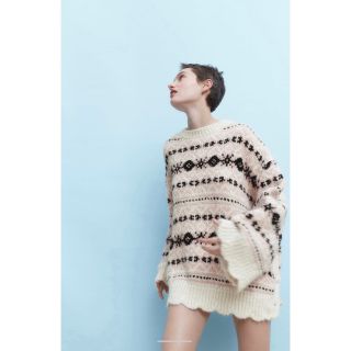 ザラ(ZARA)のZARA サイドスリット ジャガードニット(ニット/セーター)