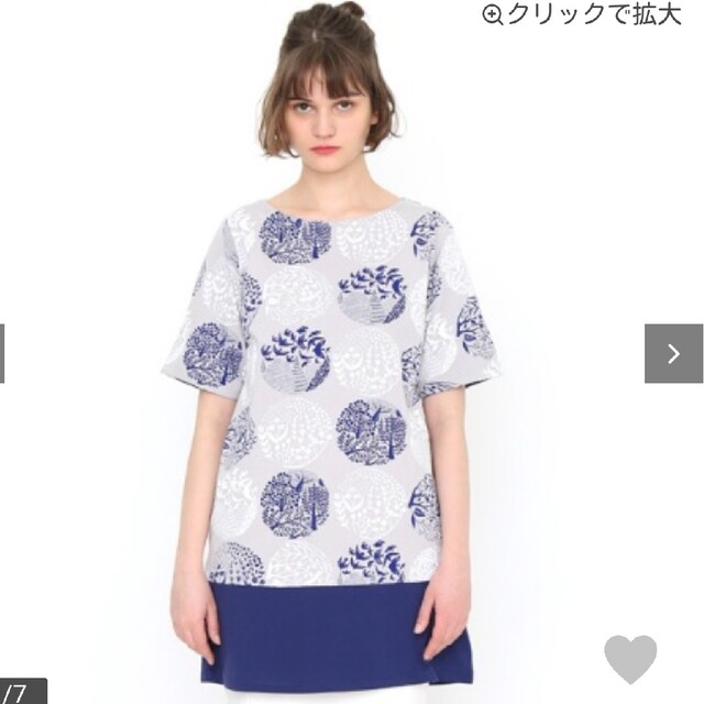 Design Tshirts Store graniph(グラニフ)のボートネックコットンハーフスリーブワンピース(シルエットオブフォレスト) レディースのトップス(チュニック)の商品写真