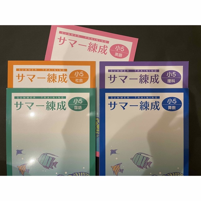 塾用教材　小学5年 サマー錬成　国語　算数　社会　理科　英語　5冊セット エンタメ/ホビーの本(語学/参考書)の商品写真