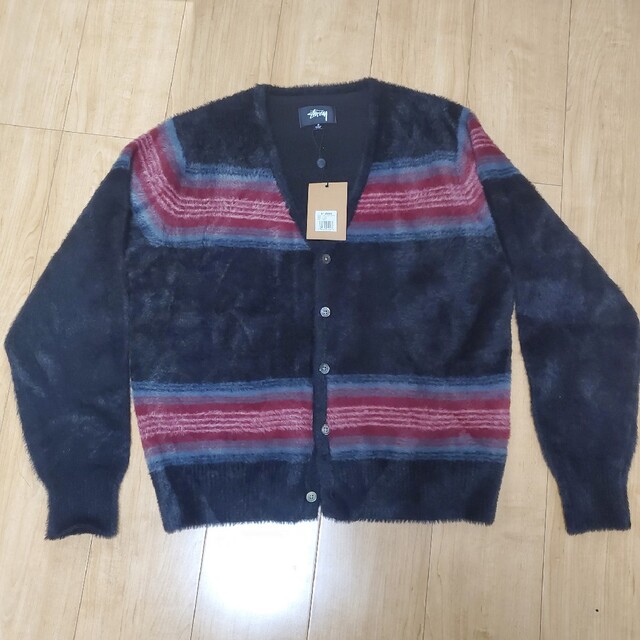 STUSSY STRIPE SHAGGY CARDIGAN XL