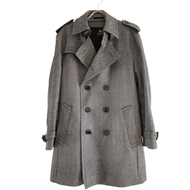 バーバリーブラックレーベル ヘリンボーン柄Pコート L メンズ BURBERRY