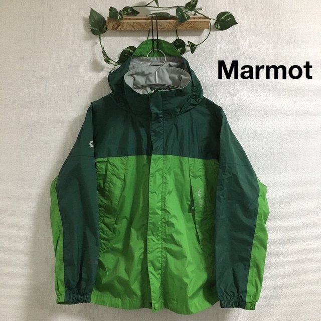Marmot ナイロンジャケット　マウンテンパーカー　グリーン　バイカラー | フリマアプリ ラクマ
