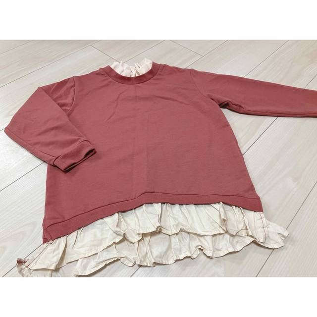 petit main(プティマイン)のpetitmain ミニ裏毛 裾衿フリルトレーナー キッズ/ベビー/マタニティのキッズ服女の子用(90cm~)(その他)の商品写真