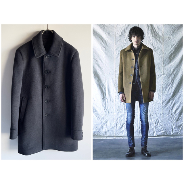 17AW LOOK掲載 ラウンジリザード 二重メルトンステンカラーコート 1