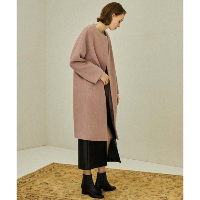 新品 カシミヤコンノーカラーコート ピンク | eclipseseal.com