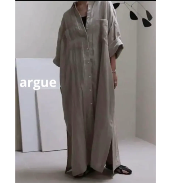 argue LINEN BOXY WIDE SHIRT DRESS/BEIGE