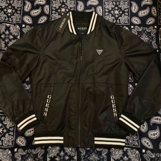 ゲス(GUESS)のNY購入新品 激レア GUESS ゲス ナイロンスタジャン ブラック ホワイトS(スタジャン)