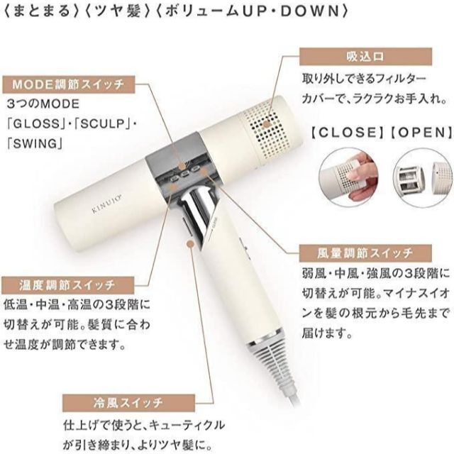 新品未使用】 KINUJO キヌージョ ヘアドライヤー ホワイト KH001 気質