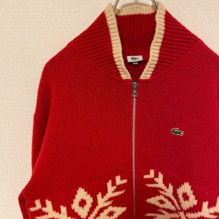 ラコステ(LACOSTE)の80s 90s LACOSTE ラコステ 文字ワニ ジップ ニット ジャケット(ニット/セーター)