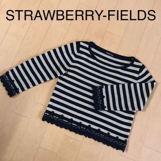 ストロベリーフィールズ(STRAWBERRY-FIELDS)のストロベリーフィールズ ボーダー レース ニット(ニット/セーター)