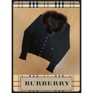 バーバリー(BURBERRY)のBURBERRY LONDONバーバリー/取外し可能フォックスファーカーディガン(カーディガン)