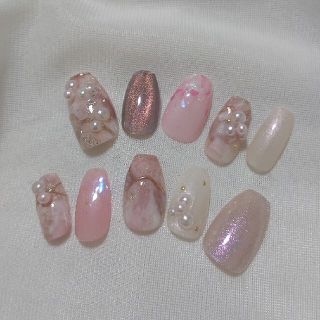 ネイルチップ peach marble nail(つけ爪/ネイルチップ)