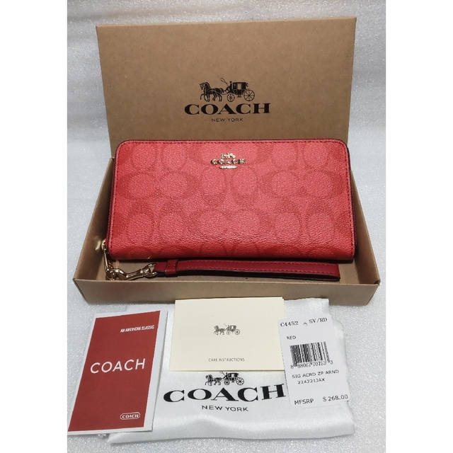 新品 未使用 COACH コーチ 長財布 シグネチャー レッド-