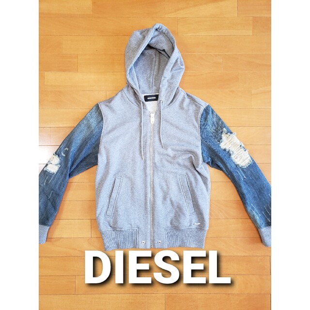 DIESEL(ディーゼル)の【美品】DIESEL ディーゼル 切替ダメージパーカー Sサイズ メンズのトップス(パーカー)の商品写真