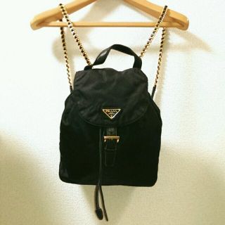 プラダ(PRADA)のＰＲＡＤＡの黒チェーンリュックサック(リュック/バックパック)