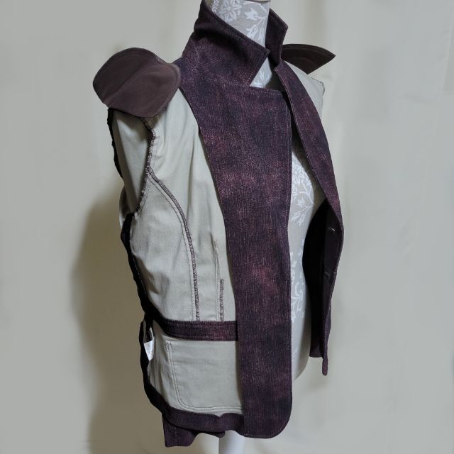 レディース Vicle デニム風 ストレッチジャケット 長袖 紫 Lサイズ レディースのジャケット/アウター(Gジャン/デニムジャケット)の商品写真
