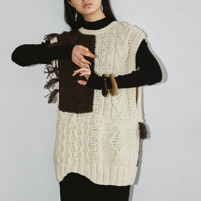 レディースTODAYFUL patchwork hand knit vest