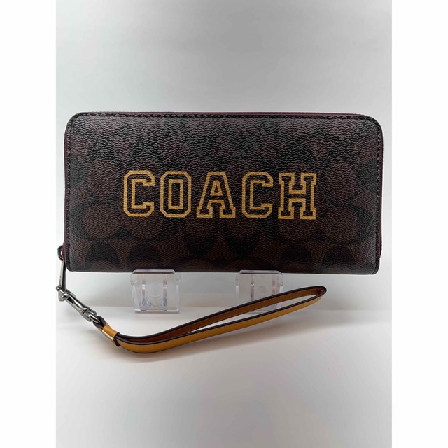 新品 コーチ COACH 長財布(ラウンドファスナー) ロング ジップ アラウンド ウォレット ヴァーシティ モチーフ チョーク インディゴ約18cm本体重量
