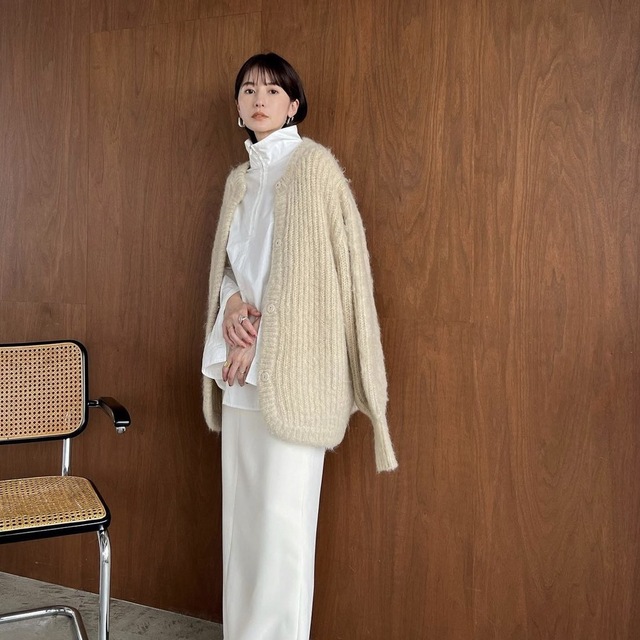 COLOR MOHAIR SHAGGY CARDIGAN-