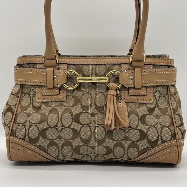 ✨極美品✨COACH コーチ ハンプトンズ シグネチャー ハンドバッグ