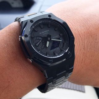 ジーショック(G-SHOCK)のｶｼｵｰｸ ｶｽﾀﾑ GA-2100-1A1JF & ステンレスベルト SET (腕時計(アナログ))