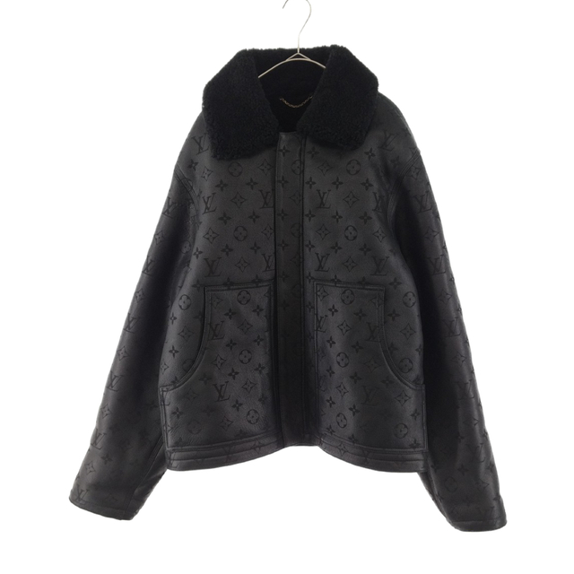 LOUIS VUITTON - LOUIS VUITTON ルイヴィトン 23SS シアリングエンボスモノグラムジャケット レザー レギュラーフィット ブラック RM231Q YGL HJL62E