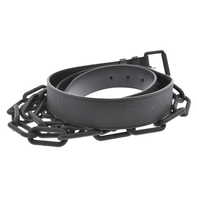 LOUIS VUITTON(ルイヴィトン)のLOUIS VUITTON ルイヴィトン Signature Chain Belt MP058　サンチュールシグネチャーチェーンベルト レザーベルト モノグラム ブラック メンズのファッション小物(ベルト)の商品写真