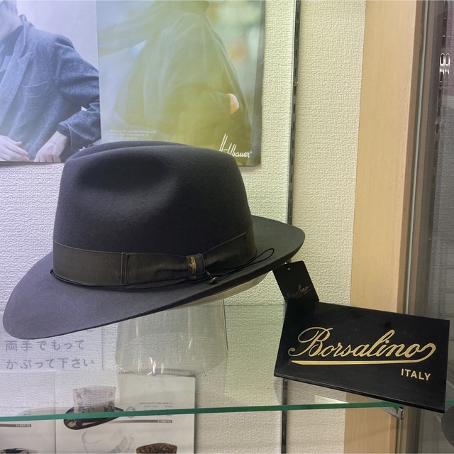 本物 Borsalino - ボルサリーノ イタリー製 ファーフェルト 中折れ