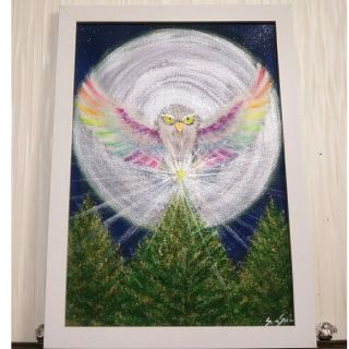 風水開運絵画*新月光樹虹羽白梟~星をつかむ者 大願成就 星の巡り
