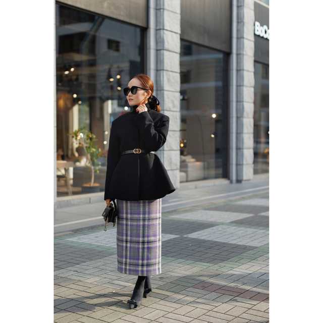 Drawer(ドゥロワー)のbluelea ブルレア　Peplum wool coatコート レディースのジャケット/アウター(ノーカラージャケット)の商品写真