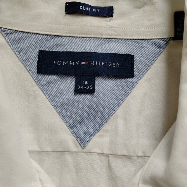 TOMMY HILFIGER(トミーヒルフィガー)のトミーヒルフィガー 長袖コットンシャツ メンズ 無地 白シャツ 刺繍なし メンズのトップス(シャツ)の商品写真
