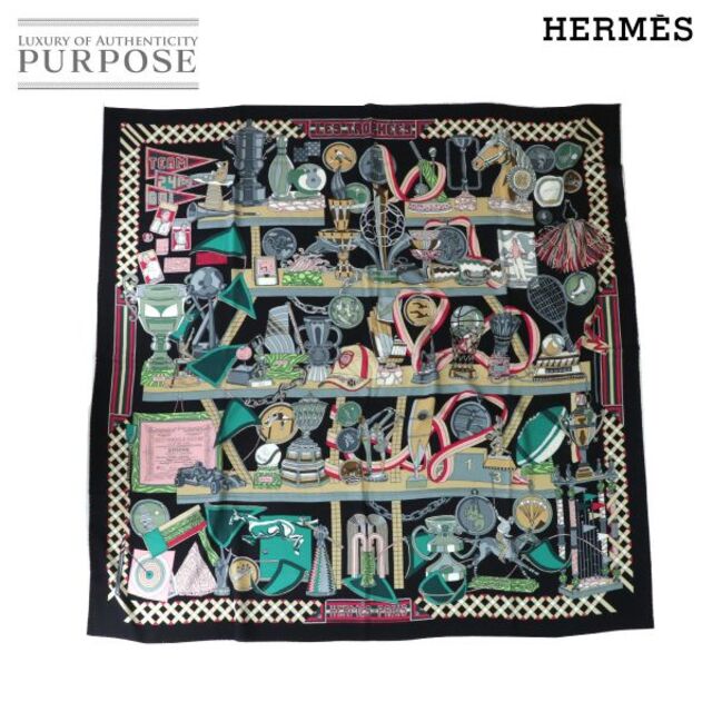 Hermes - 未使用 エルメス HERMES カレ 140 ショール 大判 スカーフ LES TROPHEES トロフィー カシミヤ シルク マルチカラー VLP 90130593