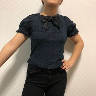 ロリータ服　トップス　ブラック　半袖(Tシャツ(半袖/袖なし))