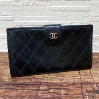 シャネル(CHANEL)のシャネル ビコローレ レザー ココマーク 二つ 折り 長財布 ゴールド金具(財布)