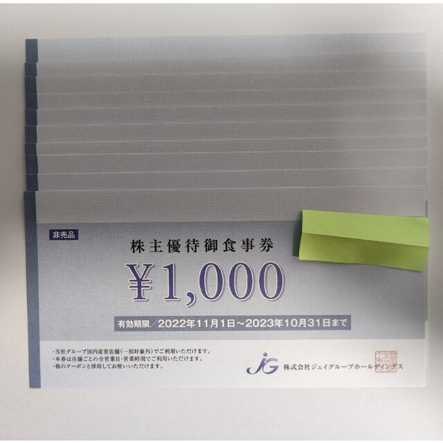 優待券/割引券ジェイグループホールディングス 株主優待 食事券 15000円分　ラクマパック