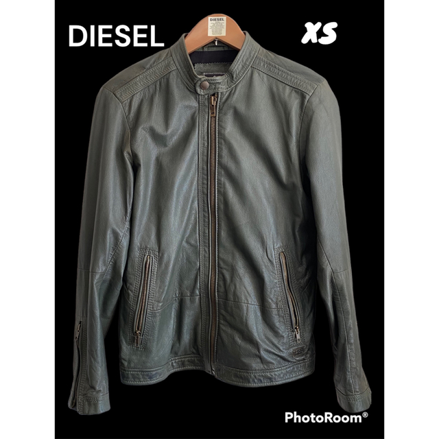 お値下 値下げ！DIESEL ライダースジャケット レザージャケット カーキ