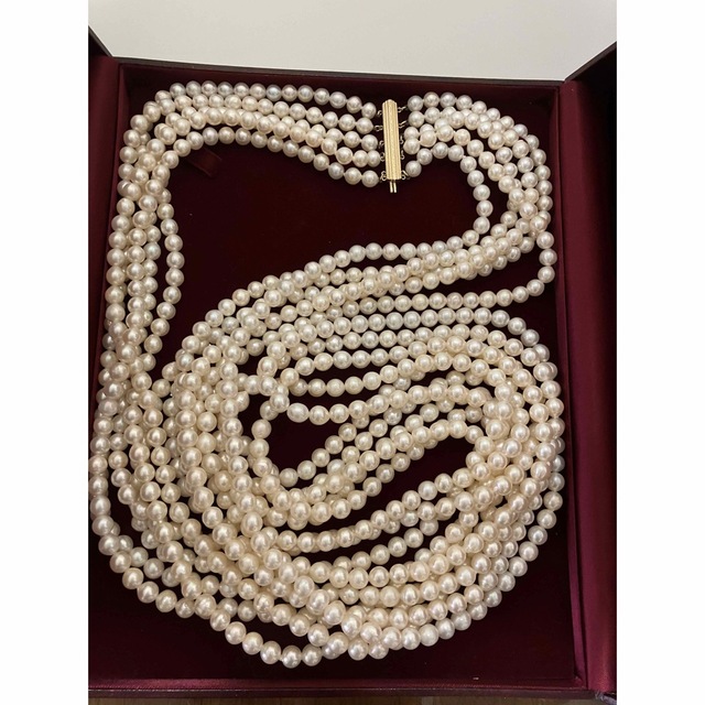 【HM777】養殖真珠ネックレス　ロング　１０７ｃｍ　約５－５.２ｍｍ