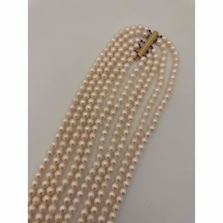 ミキモト(MIKIMOTO)のミキモト　ロングパールネックレス　5連　K14(ネックレス)