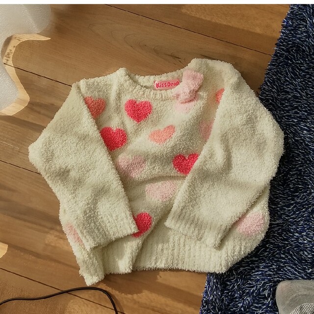 ふわもこ セーター ハート 90  kissdrop キッズ/ベビー/マタニティのキッズ服女の子用(90cm~)(ニット)の商品写真